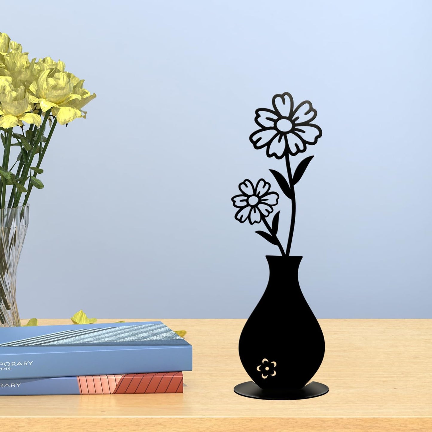 3PCS Sculptures Home Decor, Metal Vase Tabletop Decor, Home Decor for Living Rooms Bedrooms Bookshelves and Desks (Black)