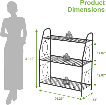 VyGrow Plant Stand, 4 Tier Plant Shelf for Indoor Outdoor, Heavy Duty Metal Tall Plant Stands Holder Rack for Living Room Balcony and Garden, Black