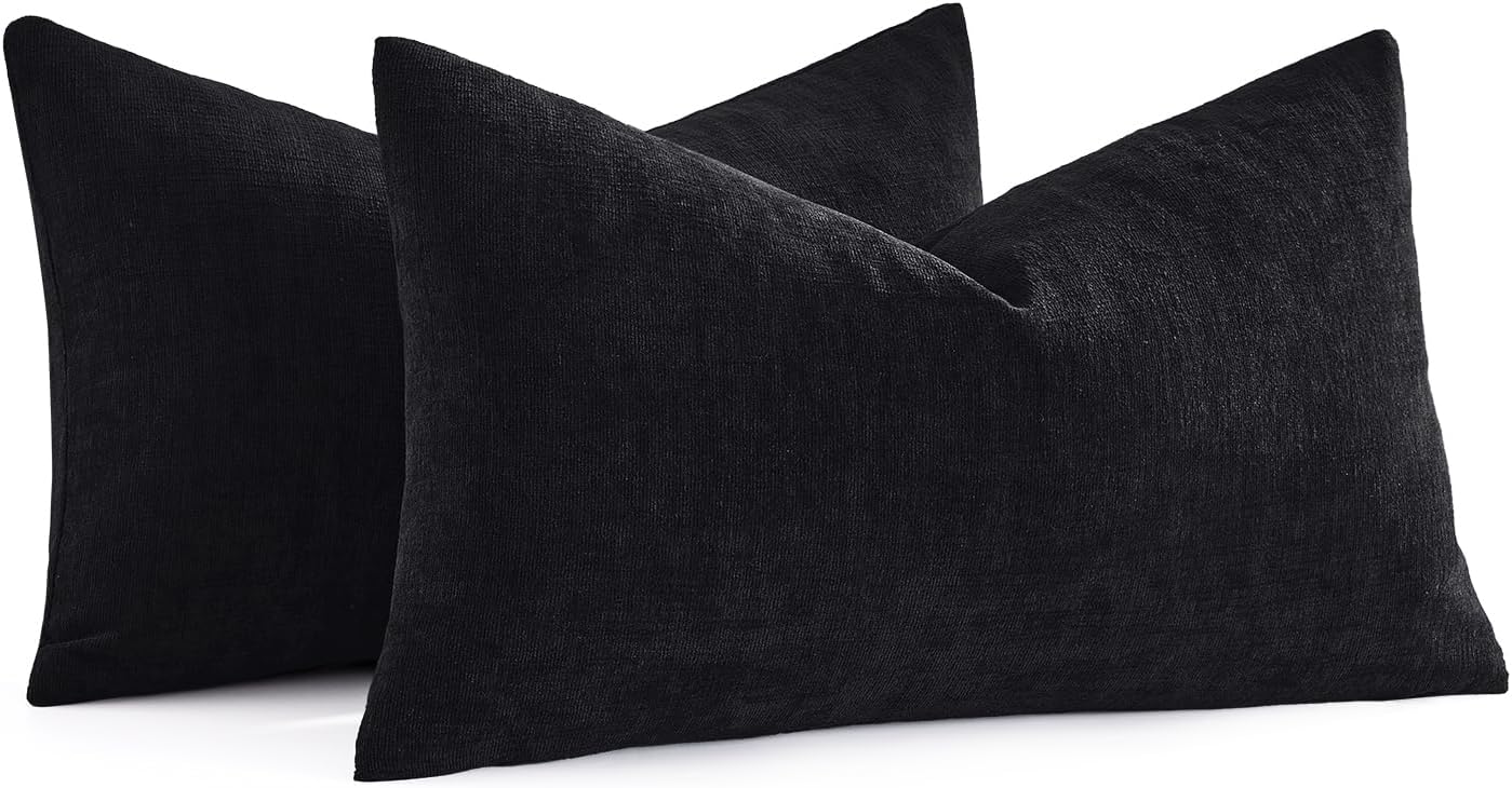 MIULEE Olive Green Couch Pillow Covers 18x18 Inch, Set of 2 Soft Chenille Decorative Square Throw Pillow Covers Farmhouse for Sofa Living Room Bed