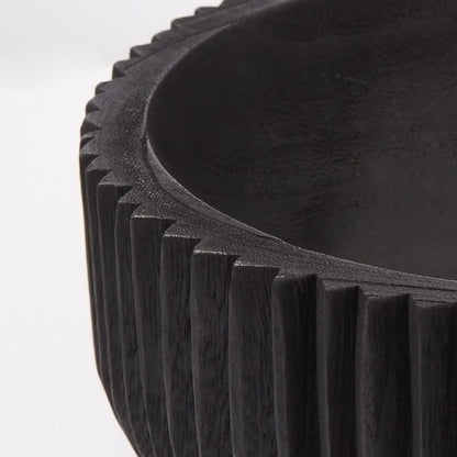DN DECONATION Oak Wood Black Decorative Bowl-9.25x5.51 Inch Small Bowl for Entryway Key, Fruit, Candy with feet, Boho Farmhouse Home Decor for Dining Room, Coffee Table Centerpiece