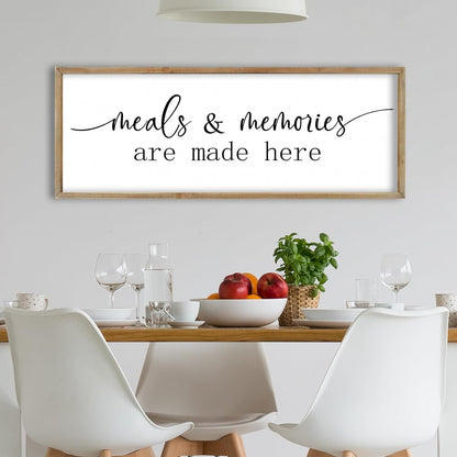 FZMHASLWW Gather Sign Wall Decor 32"×12" Large Wooden Framed for Dining Room Simple Home Kitchen Hanging Art (Wood)