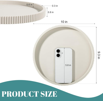 Silicone Bathroom Tray Round Kitchen Counter Organizer Decorative Vanity Accessories Coffee Table Decor for Perfume, Candle, Soap Dish, 9 Inch, Black