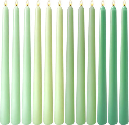 12-Pack Earth Tone Taper Candles, 10 Inch Unscented Dripless Candlesticks, Long-Lasting Burn Time of 7-8 Hours, Perfect for Fall Harvest Halloween Thanksgiving Dinners Parties and Home Décor