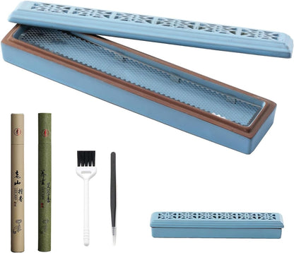 CEREMONY Incense Holder for Sticks, Ceramic Insence-Stick Holder Ash Catcher, Incense Holder Timkburner for Meditation Yoga Spa Room Incense Holder (Lever Brown)