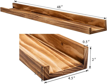 AZSKY Floating Shelves Wall Mounted Set of 2 Natural Wood Picture Shelves Wall Shelves for Bedroom Bathroom Living Room Kitchen Laundry Room Storage & Decoration 24 Inch