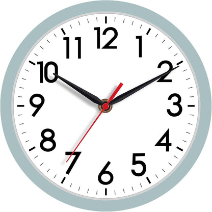 AKCISOT Wall Clock, Modern Small Wall Clocks Battery Operated 8 Inch, Silent Non-Ticking Analog Classic for Office, Home, Bathroom, Kitchen, Bedroom, School(Black)