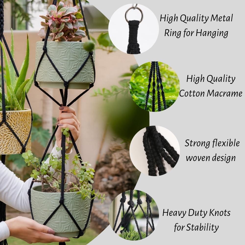feedee Macrame Plant Hangers Indoor Macrame Hanging Planters for Indoor Plants, 6 Pack Hanging Plant Holders Indoor Hanging, Macromay Plant Hangers for Indoor Plant Hanger, Outdoor Flower Pots Holder