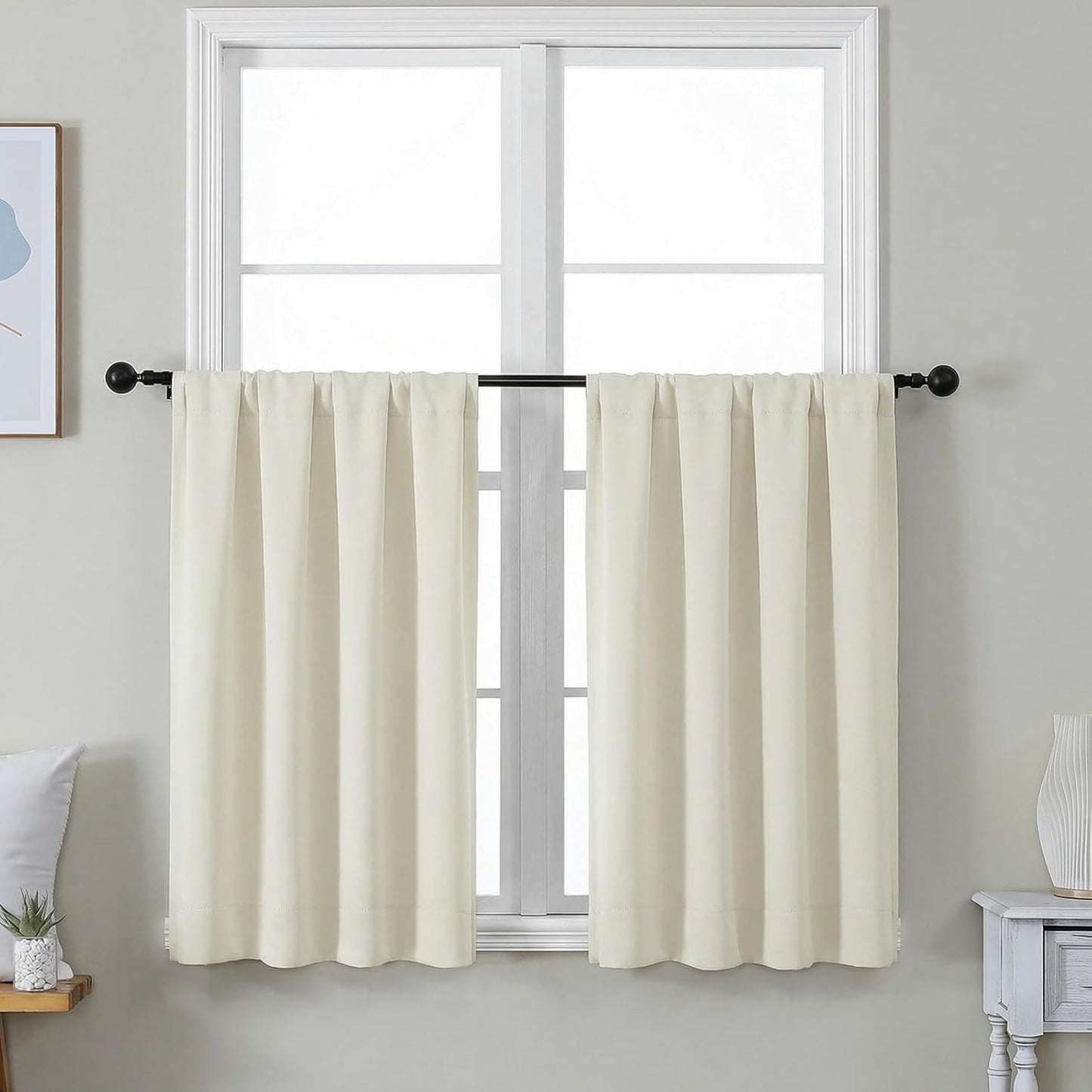 Simplebrand Ava Sage Green Blackout Curtains for Bedroom 63 Inch Length 2 Panels Set, Solid Thermal Insulated Energy Saving Rod Pocket Window Treatment Curtains Blackout Drapes, W40 x L63 Inch, Sage - Colors B