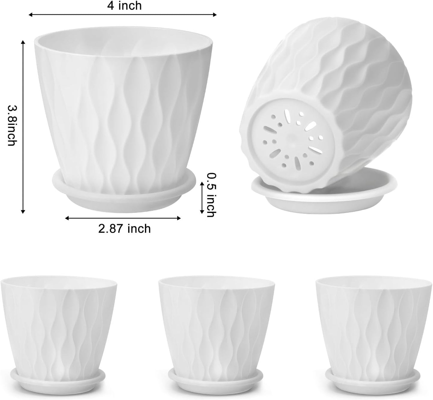 YNNICO 6 inch Plant Pots, 5 Pack Flower Pots Outdoor Indoor, Planters with Drainage Holes and Tray Saucers（Multicolor）