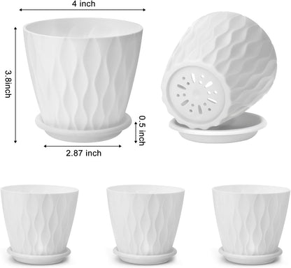 YNNICO 6 inch Plant Pots, 5 Pack Flower Pots Outdoor Indoor, Planters with Drainage Holes and Tray Saucers（Multicolor）