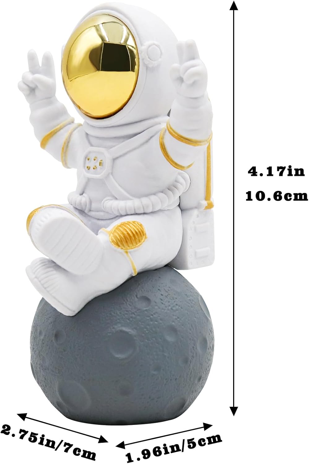 Astronaut Statue Decor, Resin Spaceman Figurine Decorations, Cute Mini Space Figure Ornament, Abstract Aesthetic Decorative Sculpture for Home Office Desk Shelf Tabletop - 2.9 Inch