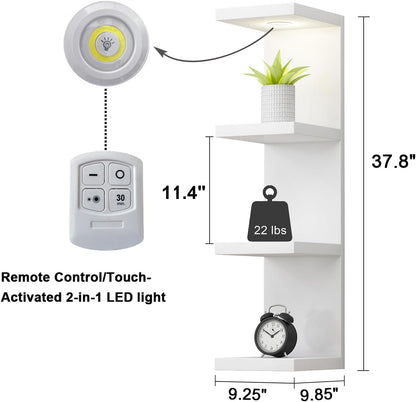 LitaEther Versatile 7 Tier Wall Shelf Unit,White Lack Wall Shelf,Display Floating Shelf with LED Remote Control Light