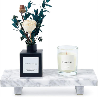 Natural Marble Tray Pedestal Stand – Soap & Jewelry Riser for Bathroom Counter, Kitchen Sink, Vanity Organizer, Decorative Stone Catchall for Perfume, Candles
