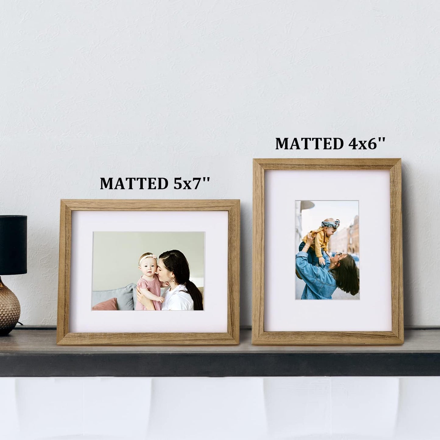 Egofine 12x16 Picture Frame Black, Covered by Plexiglass Made of Solid Wood, Display Pictures 9x12 and 11x14 with Mat or 12x16 Without Mat, for Wall Mounting Photo Frame - Colors A