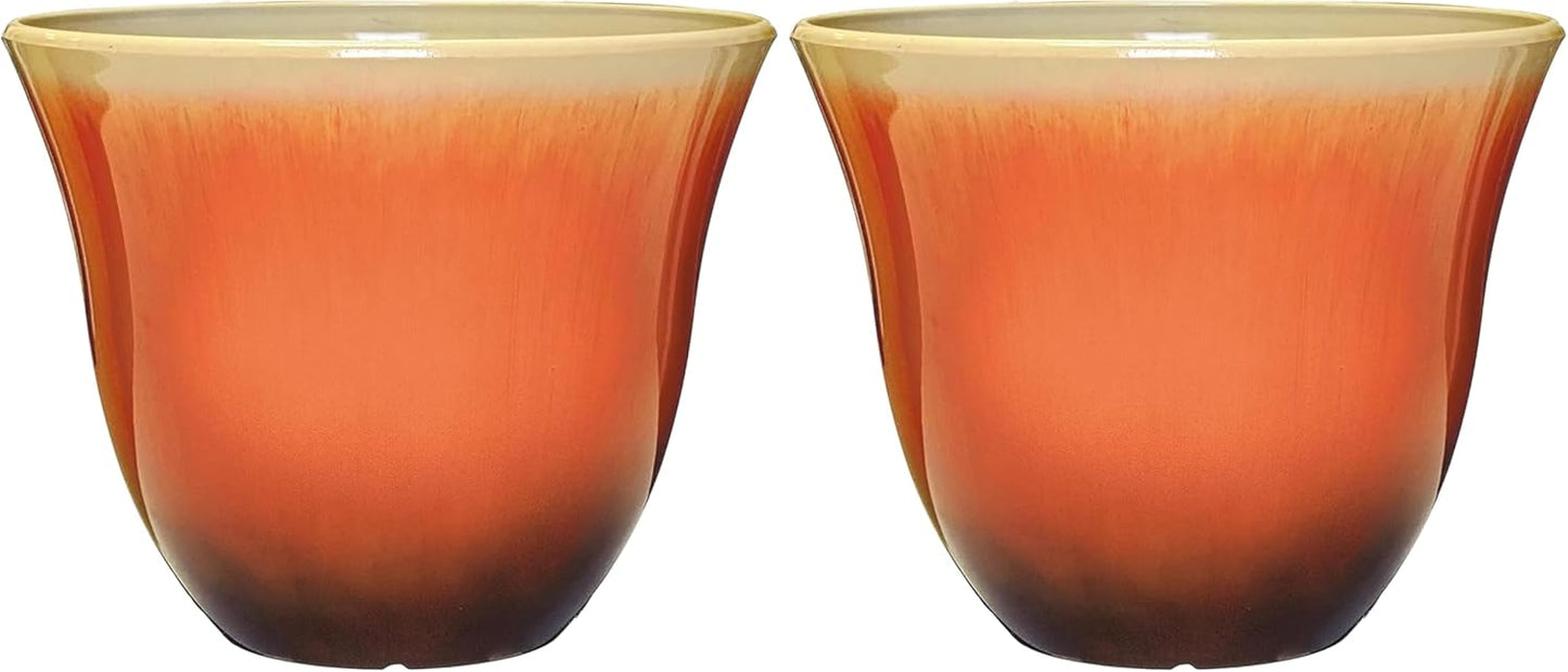 Classic Home and Garden Honeysuckle Resin Planters - Lightweight Indoor & Outdoor Plant Pots - UV-Resistant Plastic Flower Pots - Pot Planters for Flowers & Herbs (15" Tequila Sunrise)