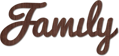 CREATCABIN Cutout Sign Family Letter Wooden Wall Art Decor Wood Word Sculpture Signs Rustic Farmhouse for Housewarming Home Front Door Entryway Wall Decoration, Brown, 11.9 x 5.5inch