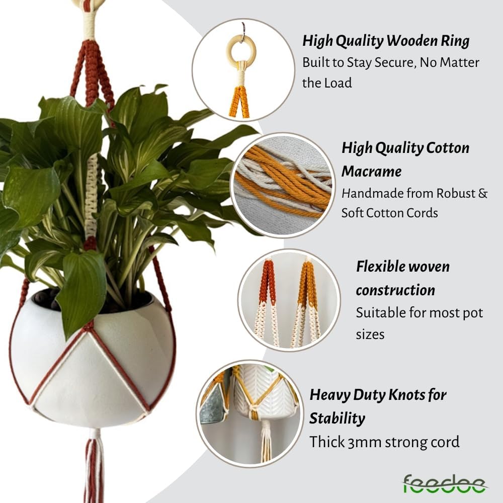 feedee Macrame Plant Hangers Indoor Macrame Hanging Planters for Indoor Plants, 6 Pack Hanging Plant Holders Indoor Hanging, Macromay Plant Hangers for Indoor Plant Hanger, Outdoor Flower Pots Holder