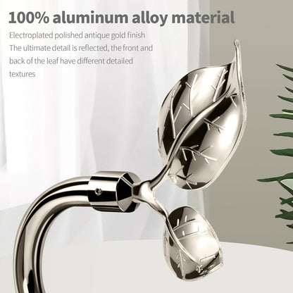 HIKMLK Leaf Shaped Curtain Tieback Holdbacks 2pcs, Handmade Metal Curtain Side Holders for Wall, Curtain Hook Pull Backs for Drapes Window Decoration