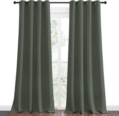 NICETOWN Halloween Pitch Black Solid Thermal Insulated Grommet Blackout Curtains/Drapes for Bedroom Window (2 Panels, 42 inches Wide by 63 inches Long, Black) - Colors C