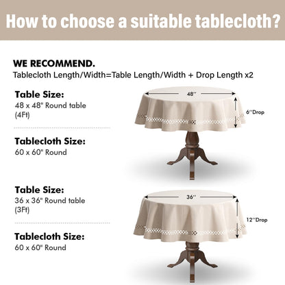 MIULEE Beige Rectangle Linen Polyester Tablecloth with Decorative Cutouts Spring Waterproof Stain Resistant & Shrink-Proof Table Cloth 52x70 inch Farmhouse Style for Dining Wedding and Outdoor
