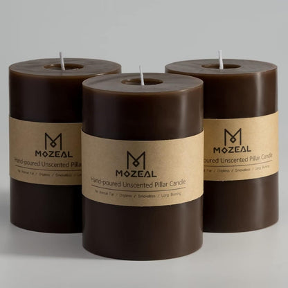 MOZEAL 3" x 4" Hand-Poured Unscented Candle,Dripless Pillar Candle Set of 3,Long Clean Burning,Approx 72 Hours Burn Time,Rustic Country Style,Wedding,Dinner,Christmas and Home Decor,White