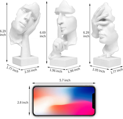 3 Pcs Thinker Statue,Modern Home Resin Sculptures,Collectible Figurines for Home Office Bookshelf Desktop Decor(Black)