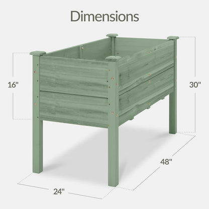 Best Choice Products 72x24x30in Raised Garden Bed, Elevated Wood Planter Box Stand for Backyard, Patio, Balcony w/Divider Panel, 6 Legs, 300lb Capacity - Natural