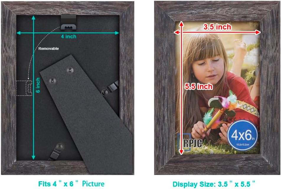 RPJC 5x7 Picture Frames Made of Solid Wood High Definition Glass for Table Top Display and Wall Mounting Photo Frame Black