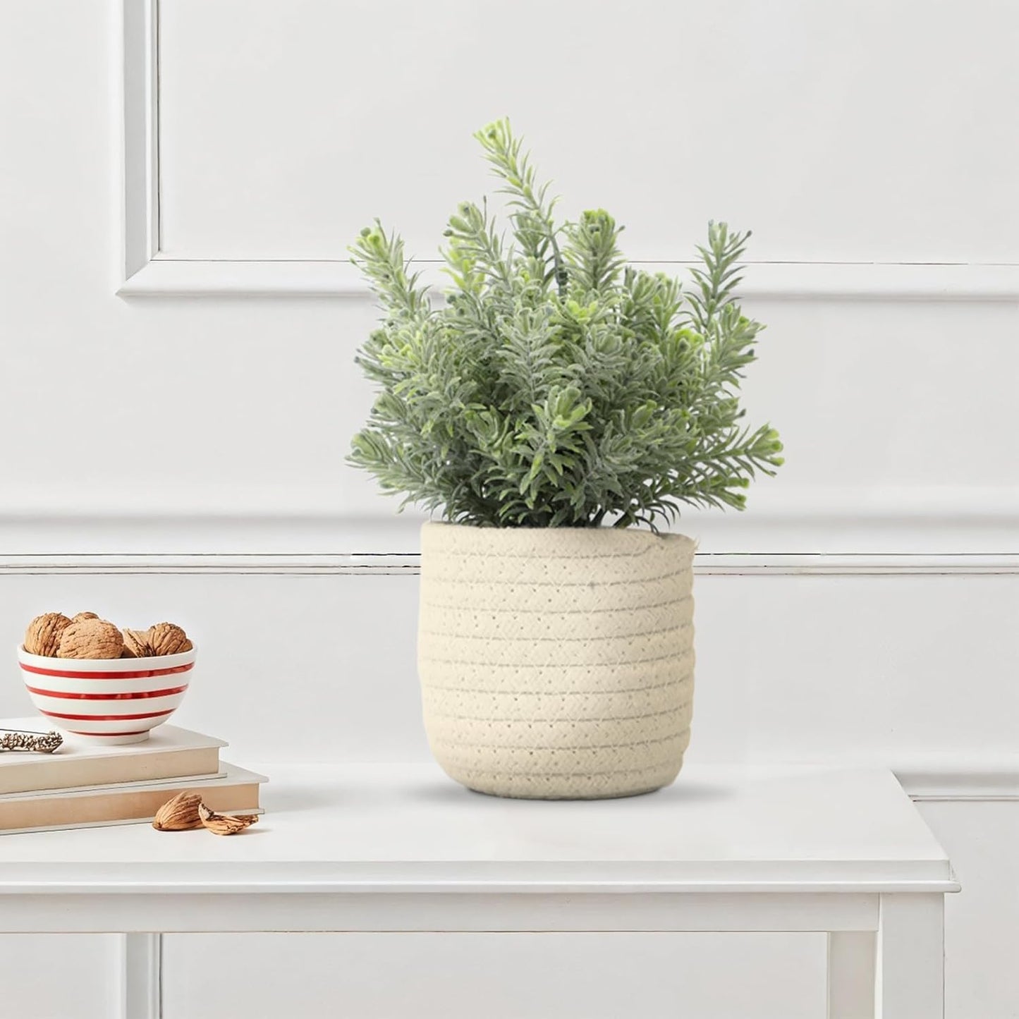 Hopewood Faux Plants, Small Fake Plant for Bathroom, Decorative Artificial Plants for Farmhouse Desk Shelf Decor with A Weave Basket (9.8inch)
