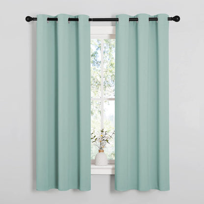 NICETOWN Halloween Pitch Black Solid Thermal Insulated Grommet Blackout Curtains/Drapes for Bedroom Window (2 Panels, 42 inches Wide by 63 inches Long, Black) - Colors A