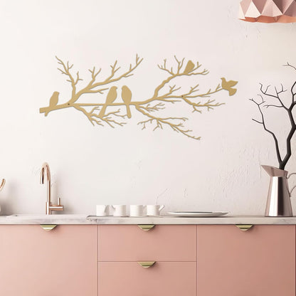 Metal Birds Wall Art, Metal Vivid Birds on Branch Silhouette Wall Decor Black Leaves with Bird Outdoor Hanging Wall Sculpture for Home Balcony Garden(Large)