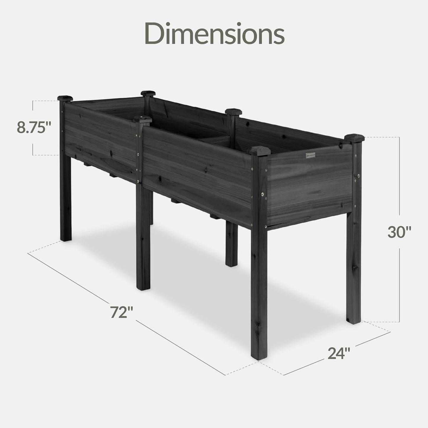 Best Choice Products 72x24x30in Raised Garden Bed, Elevated Wood Planter Box Stand for Backyard, Patio, Balcony w/Divider Panel, 6 Legs, 300lb Capacity - Natural