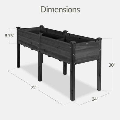 Best Choice Products 72x24x30in Raised Garden Bed, Elevated Wood Planter Box Stand for Backyard, Patio, Balcony w/Divider Panel, 6 Legs, 300lb Capacity - Natural