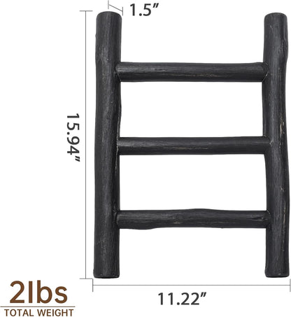 FUIN 57in Wood Blanket Ladder Living Room Decorative Wall Leaning Farmhouse Quilt Display Holder Rustic Wooden Towel Rack for Bathroom, Brown