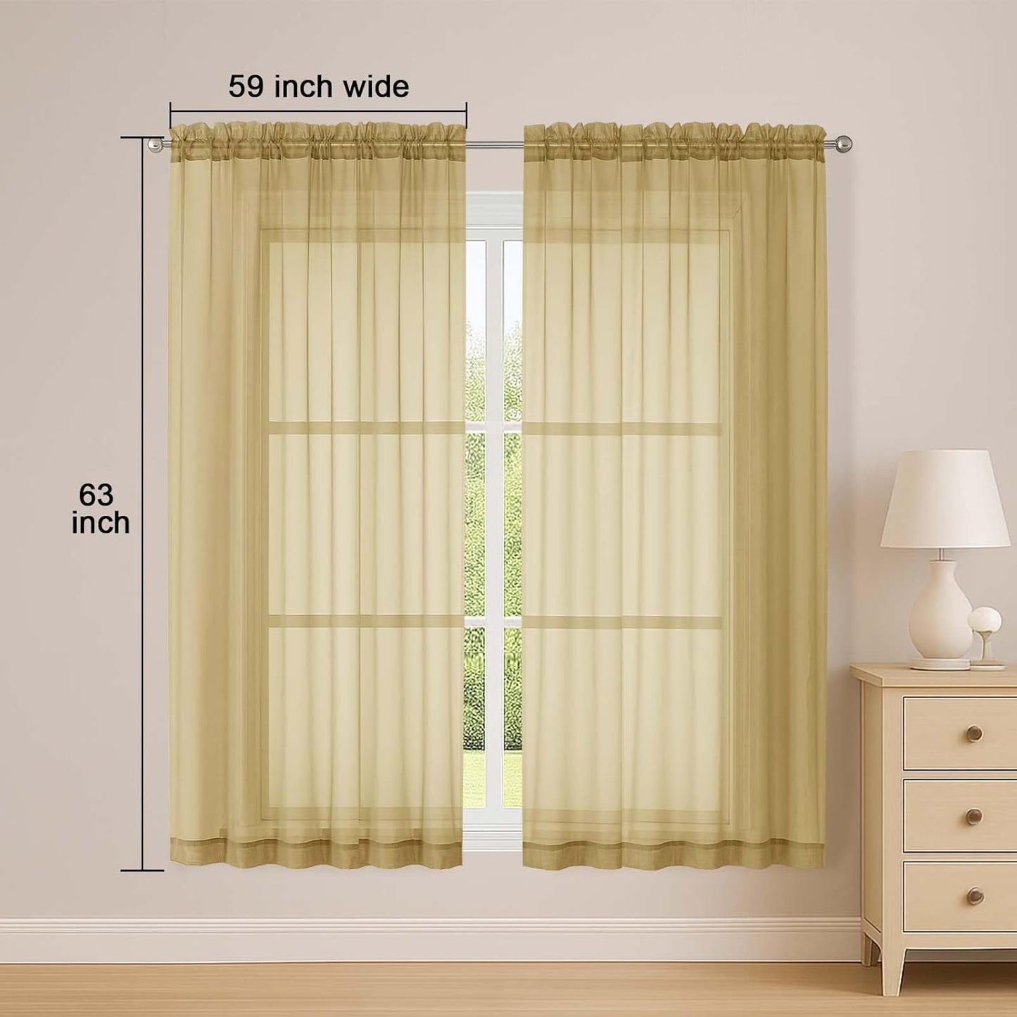 OWENIE Sheer Curtains 84 inches Long 2 Panels Set for Living Room/Bedroom, Rod Pocket Voile Sheer Panel Drapes, White, 2pcs, Each 42" W x 84" L - Colors B