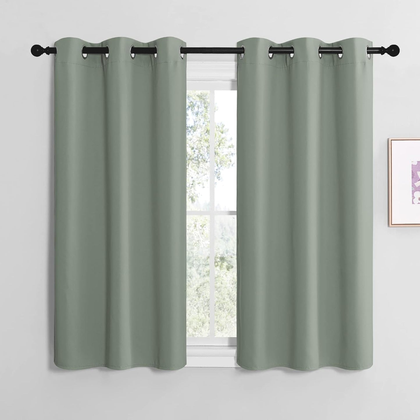 NICETOWN Halloween Pitch Black Solid Thermal Insulated Grommet Blackout Curtains/Drapes for Bedroom Window (2 Panels, 42 inches Wide by 63 inches Long, Black) - Colors B