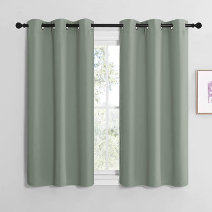NICETOWN Halloween Pitch Black Solid Thermal Insulated Grommet Blackout Curtains/Drapes for Bedroom Window (2 Panels, 42 inches Wide by 63 inches Long, Black) - Colors B