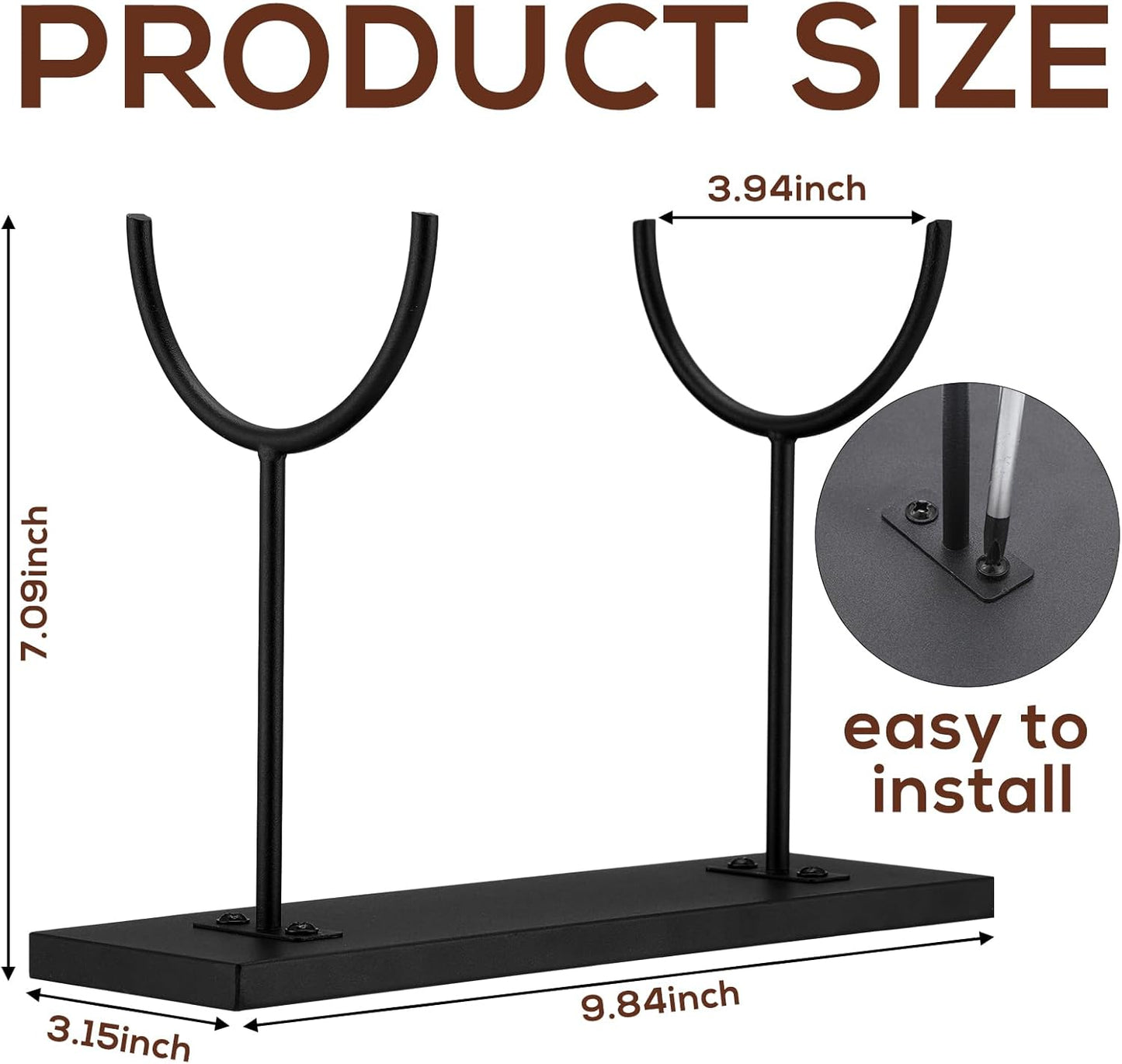 Double U-shaped Metal Display Stand Holder Large Black Rack for Sculptures Art Objects Collections Product Display Stand, Museum Home Office Desktop Tabletop Storage