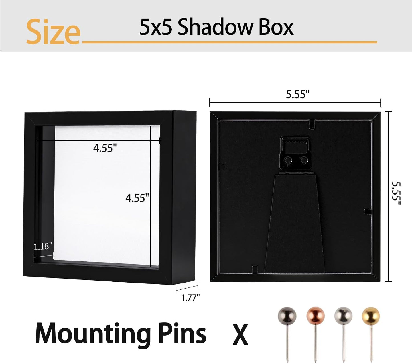 8x10 Shadow Box Frame | Soft Linen Back & Push Pins Included, Polystyrene Glass Memory Display Case for Flowers, Tickets & Cherished 3D Items, Black