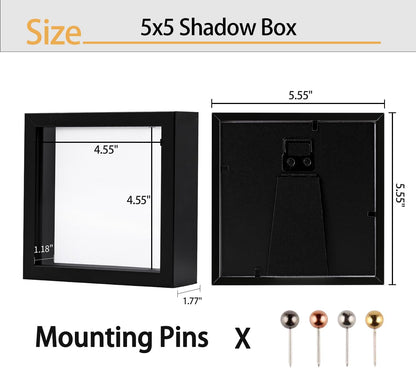 8x10 Shadow Box Frame | Soft Linen Back & Push Pins Included, Polystyrene Glass Memory Display Case for Flowers, Tickets & Cherished 3D Items, Black