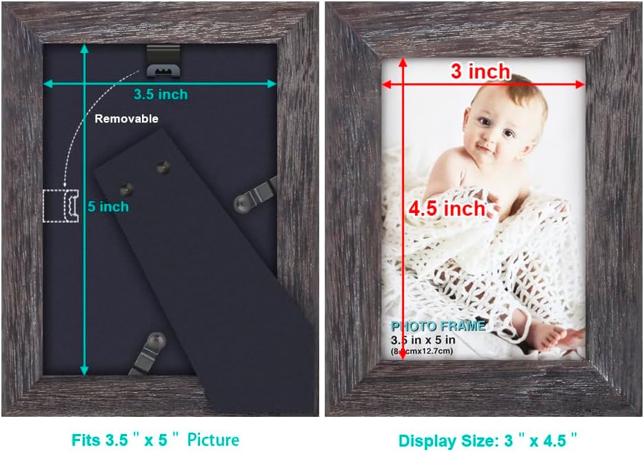 RPJC 5x7 Picture Frames Made of Solid Wood High Definition Glass for Table Top Display and Wall Mounting Photo Frame Black
