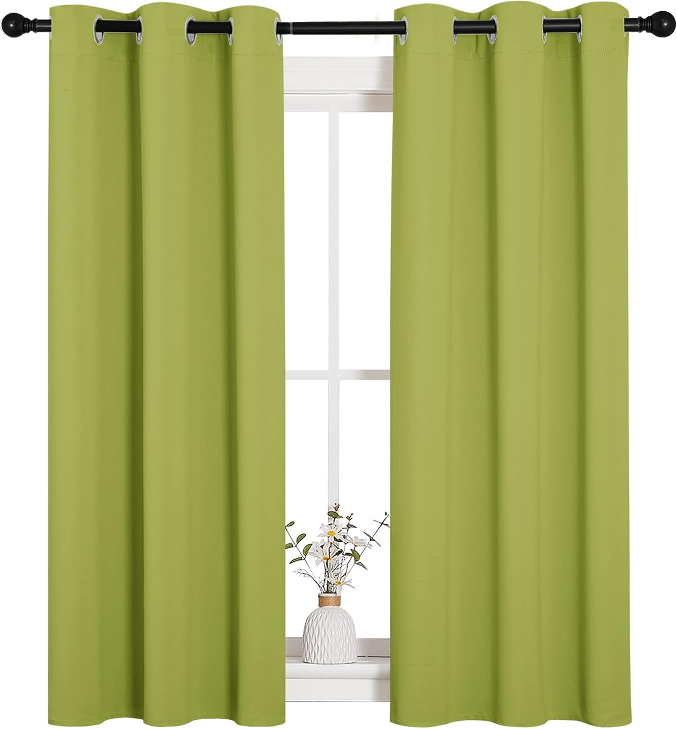 NICETOWN Halloween Pitch Black Solid Thermal Insulated Grommet Blackout Curtains/Drapes for Bedroom Window (2 Panels, 42 inches Wide by 63 inches Long, Black) - Colors B