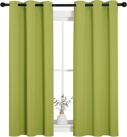 NICETOWN Halloween Pitch Black Solid Thermal Insulated Grommet Blackout Curtains/Drapes for Bedroom Window (2 Panels, 42 inches Wide by 63 inches Long, Black) - Colors B