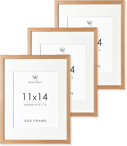5x7 Picture Frame, Solid Oak Wood 5 x 7 Photo Frame with Mat to 4x6, 7x5 Picture Frames for Wall and Tabletop Display, (Walnut Set of 1)