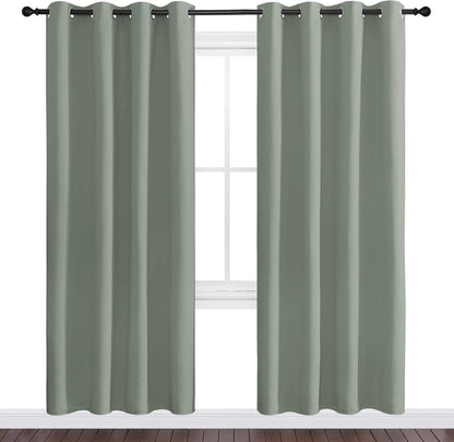 NICETOWN Halloween Pitch Black Solid Thermal Insulated Grommet Blackout Curtains/Drapes for Bedroom Window (2 Panels, 42 inches Wide by 63 inches Long, Black) - Colors B