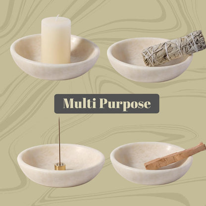 Koville Natural Marble Incense Holder, Incense Holder for Sticks with 9 Holes, Handmade Incense Burner Ash Catcher for Meditation Yoga SPA, Balsam Fir/Palo Santo/Sage/Cone (Green)