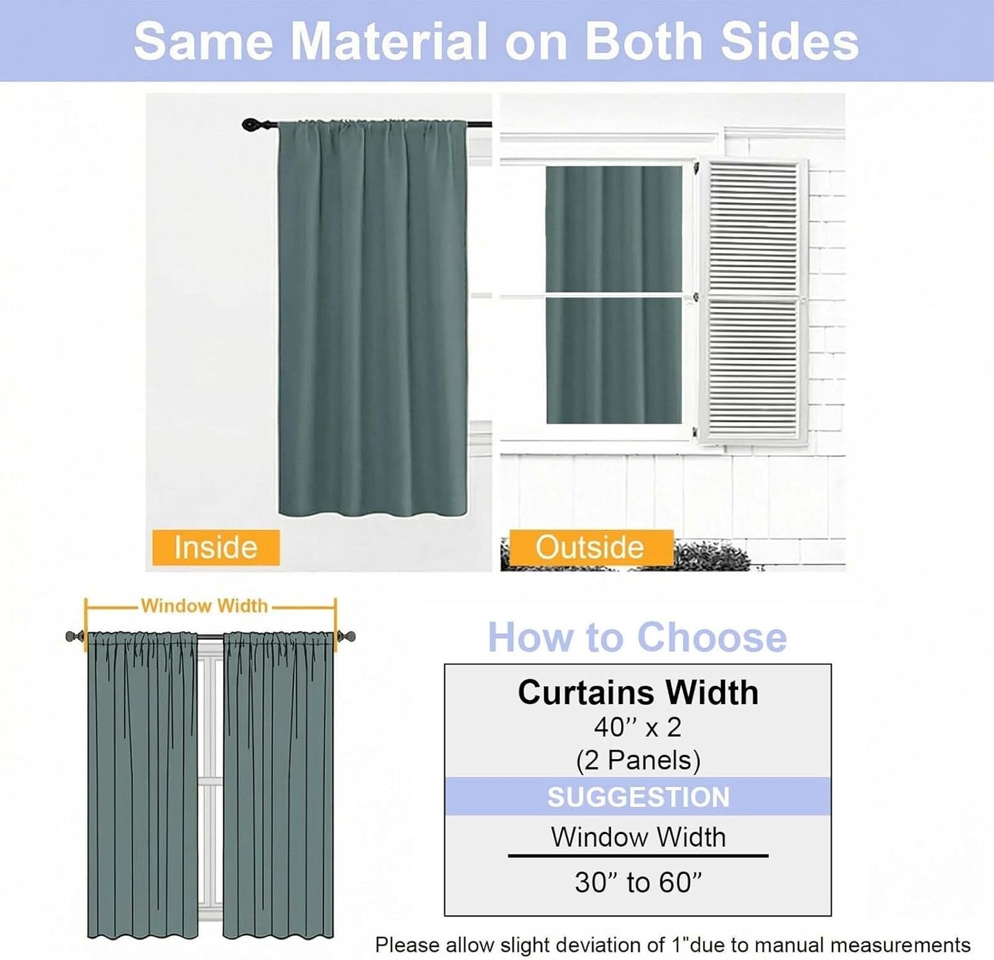 Simplebrand Ava Sage Green Blackout Curtains for Bedroom 63 Inch Length 2 Panels Set, Solid Thermal Insulated Energy Saving Rod Pocket Window Treatment Curtains Blackout Drapes, W40 x L63 Inch, Sage - Colors B