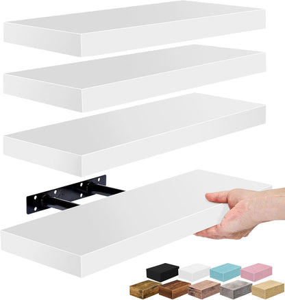Sorbus Floating Shelves for Wall – 16 Inch Floating Shelf for Kitchen, Bedroom, Living Room, Bathroom, Home & Wall Decor - Mounted Bathroom Shelves with Invisible Brackets (Maple Wood, 2 Pack)