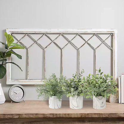 Hollyone Mini Artificial Potted Plants Fake Plants in Marble Pots, 1Pcs Plastic Eucalyptus Greenery Faux Plants for Home Office Desk Room Centerpiece Shelf Décor