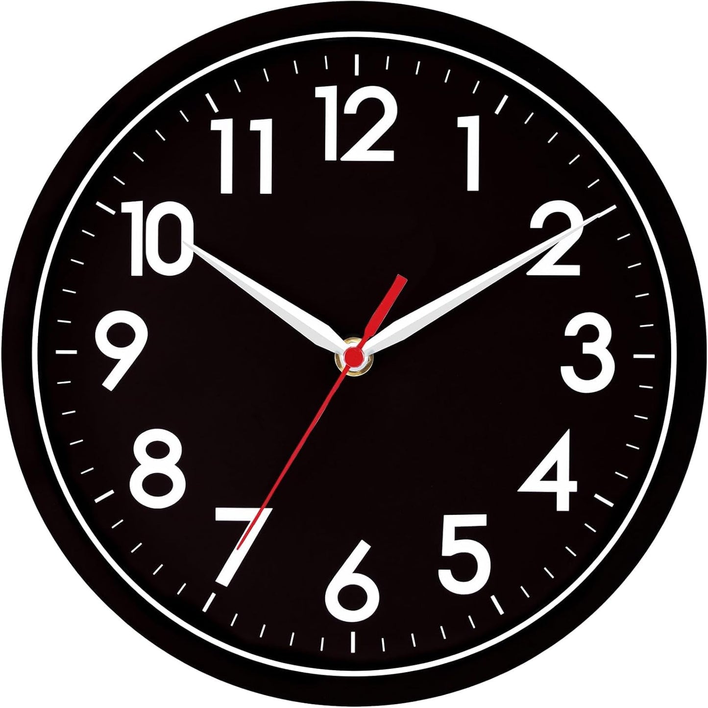AKCISOT Wall Clock, Modern Small Wall Clocks Battery Operated 8 Inch, Silent Non-Ticking Analog Classic for Office, Home, Bathroom, Kitchen, Bedroom, School(Black)